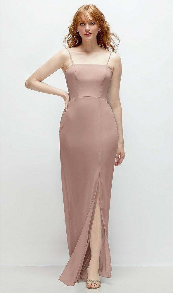 tie-back cutout trumpet gown with front slit