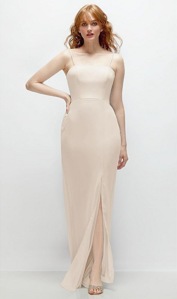 tie-back cutout trumpet gown with front slit