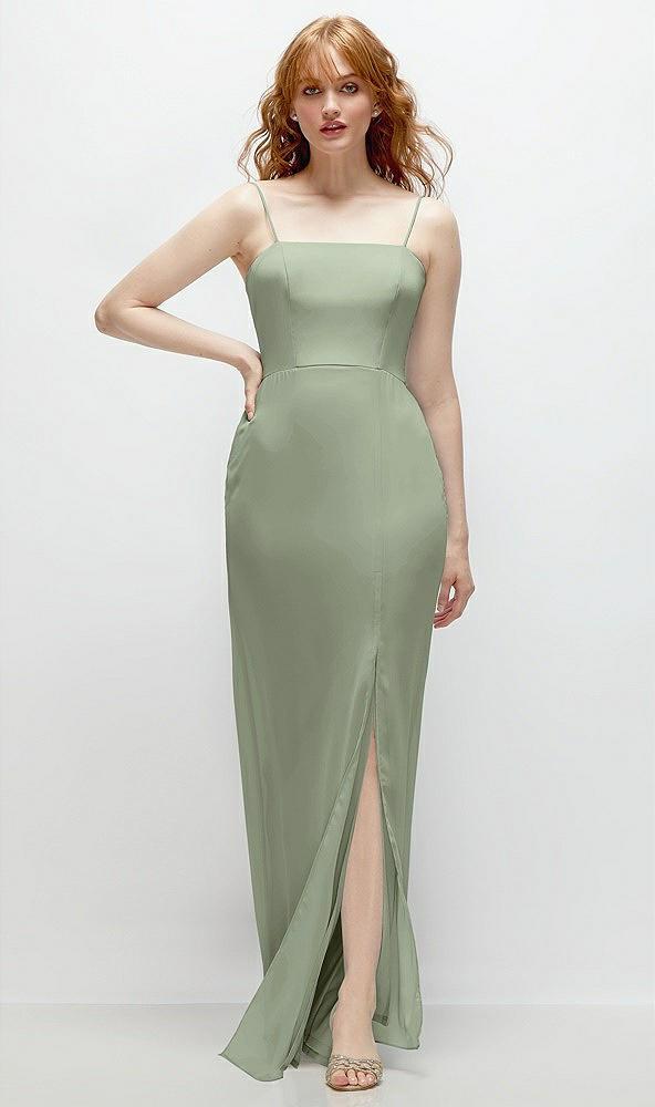 tie-back cutout trumpet gown with front slit