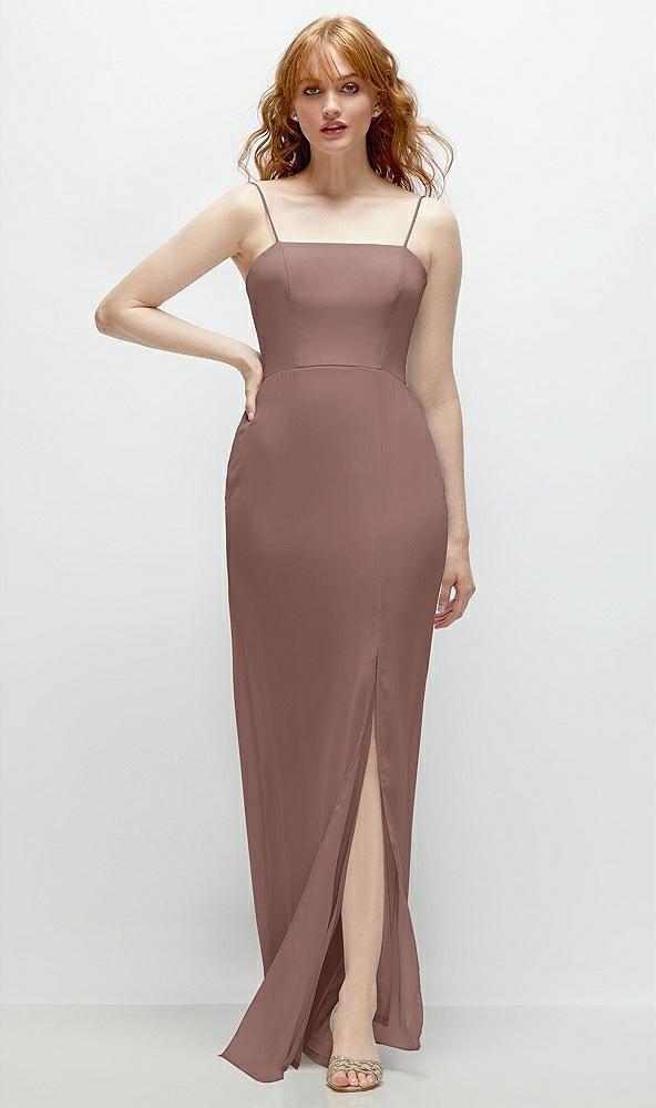 tie-back cutout trumpet gown with front slit