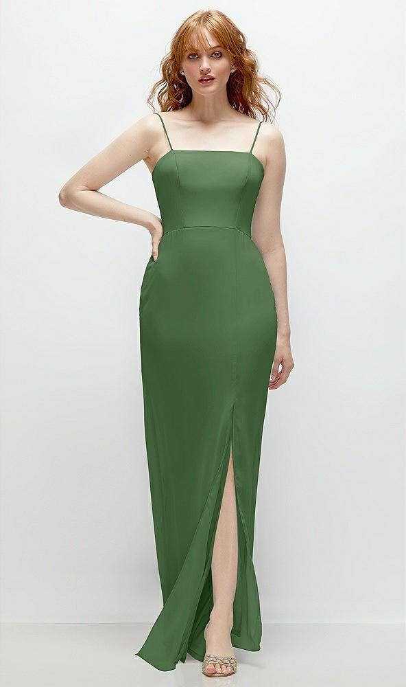 tie-back cutout trumpet gown with front slit