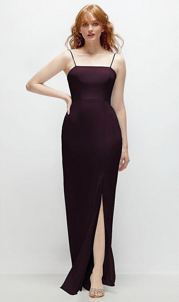 tie-back cutout trumpet gown with front slit