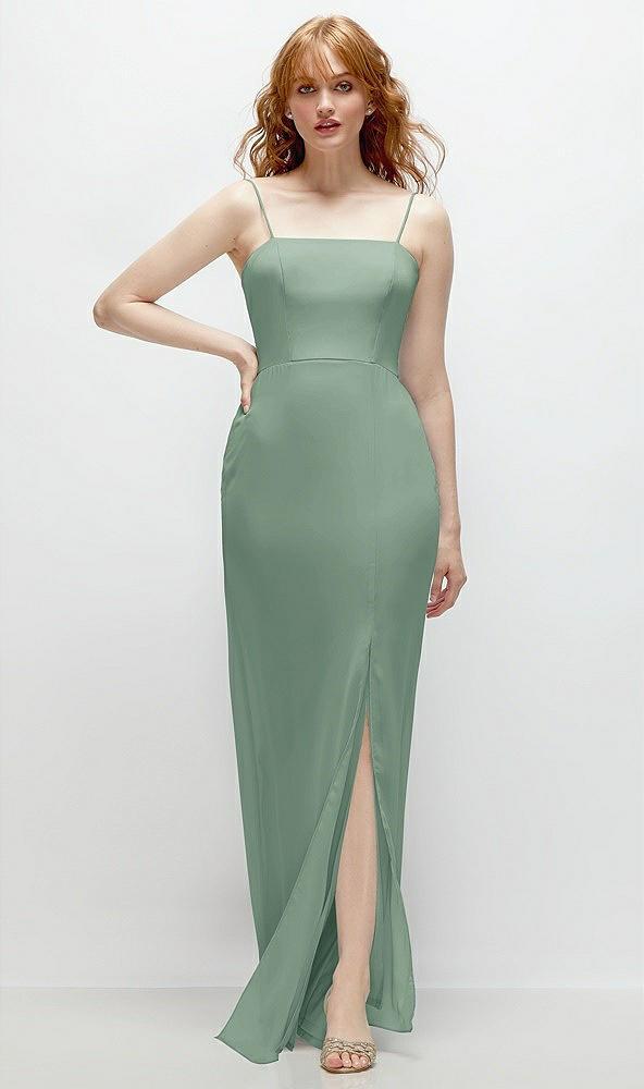 tie-back cutout trumpet gown with front slit
