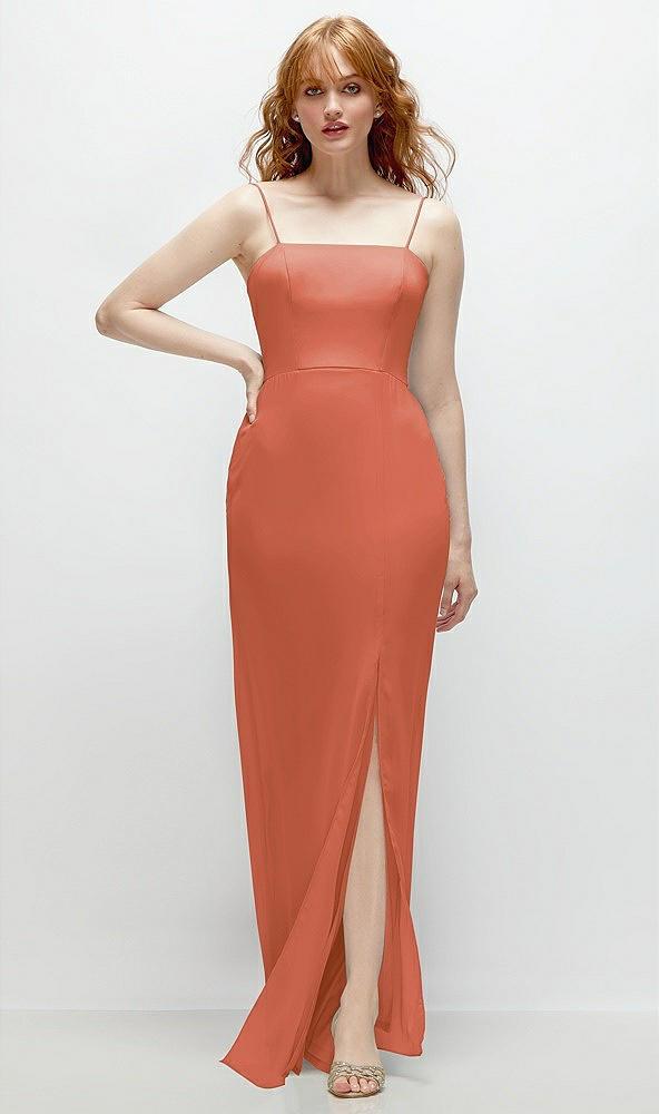 tie-back cutout trumpet gown with front slit