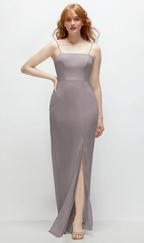 tie-back cutout trumpet gown with front slit