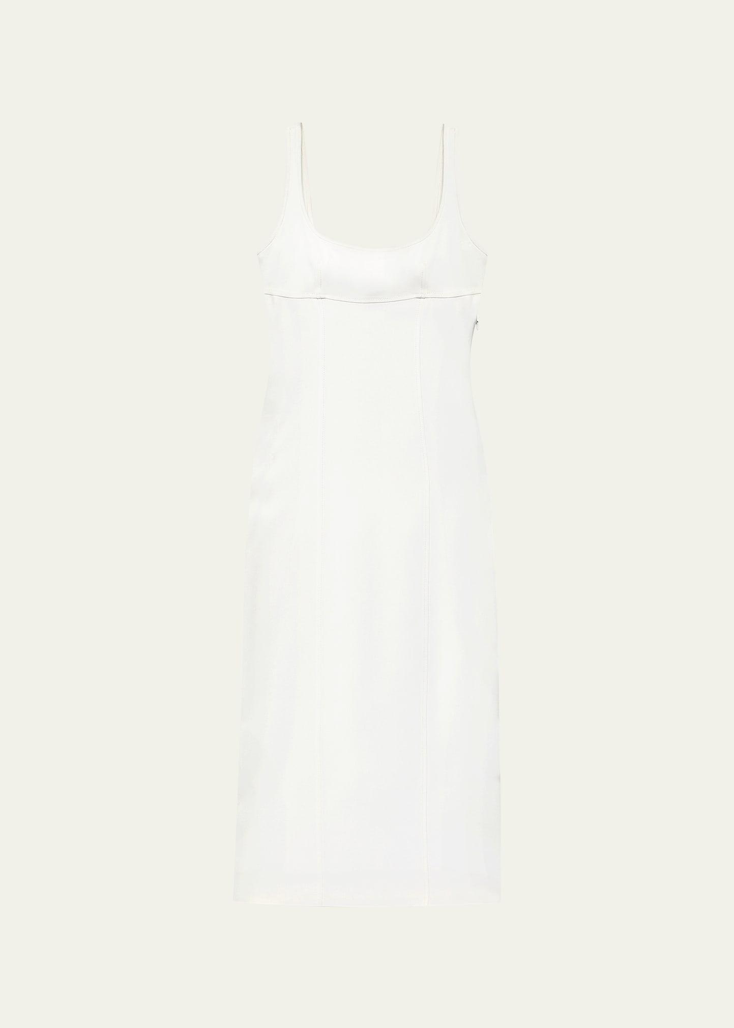 tie-back long sleeveless sheath dress