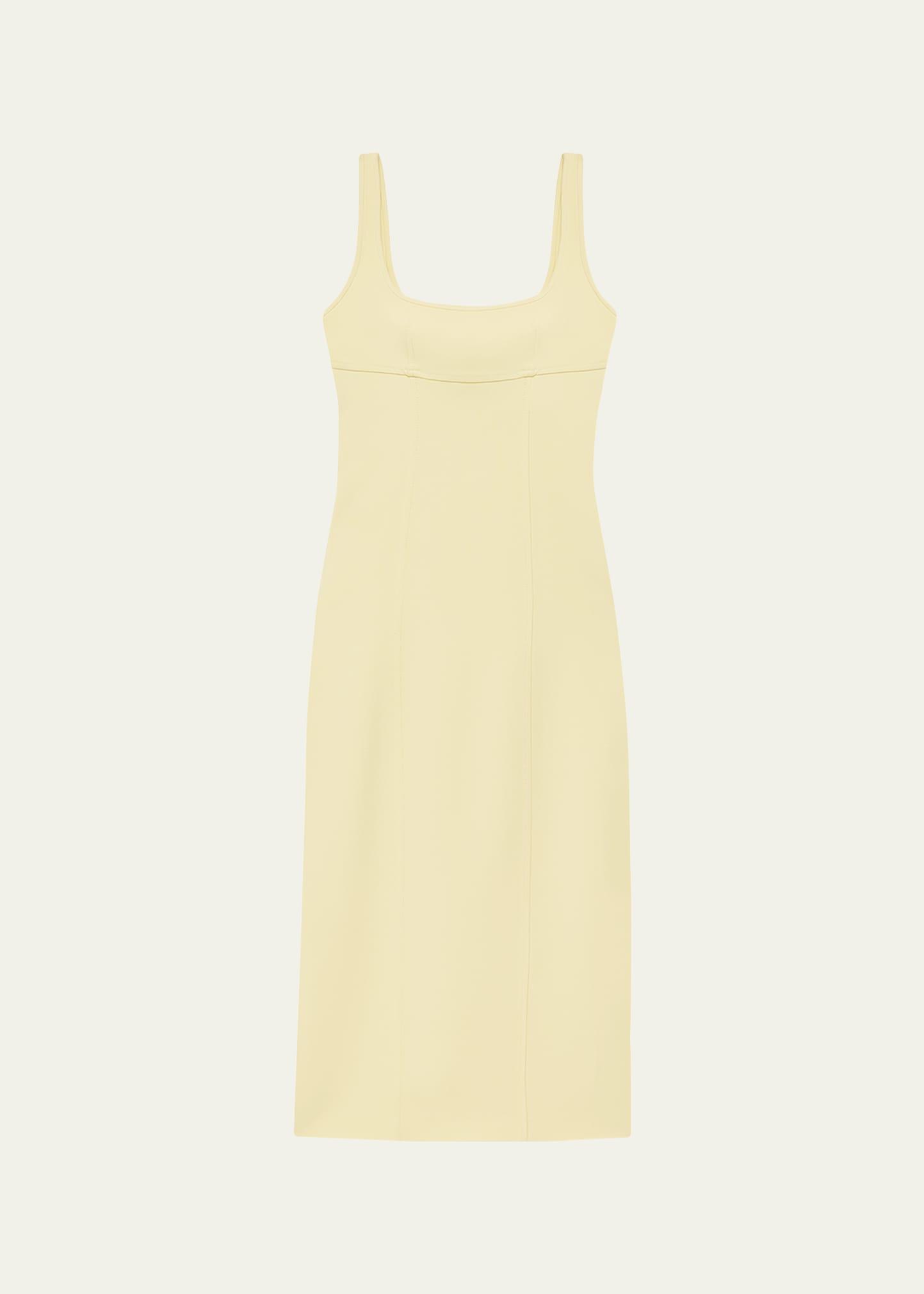 tie-back long sleeveless sheath dress