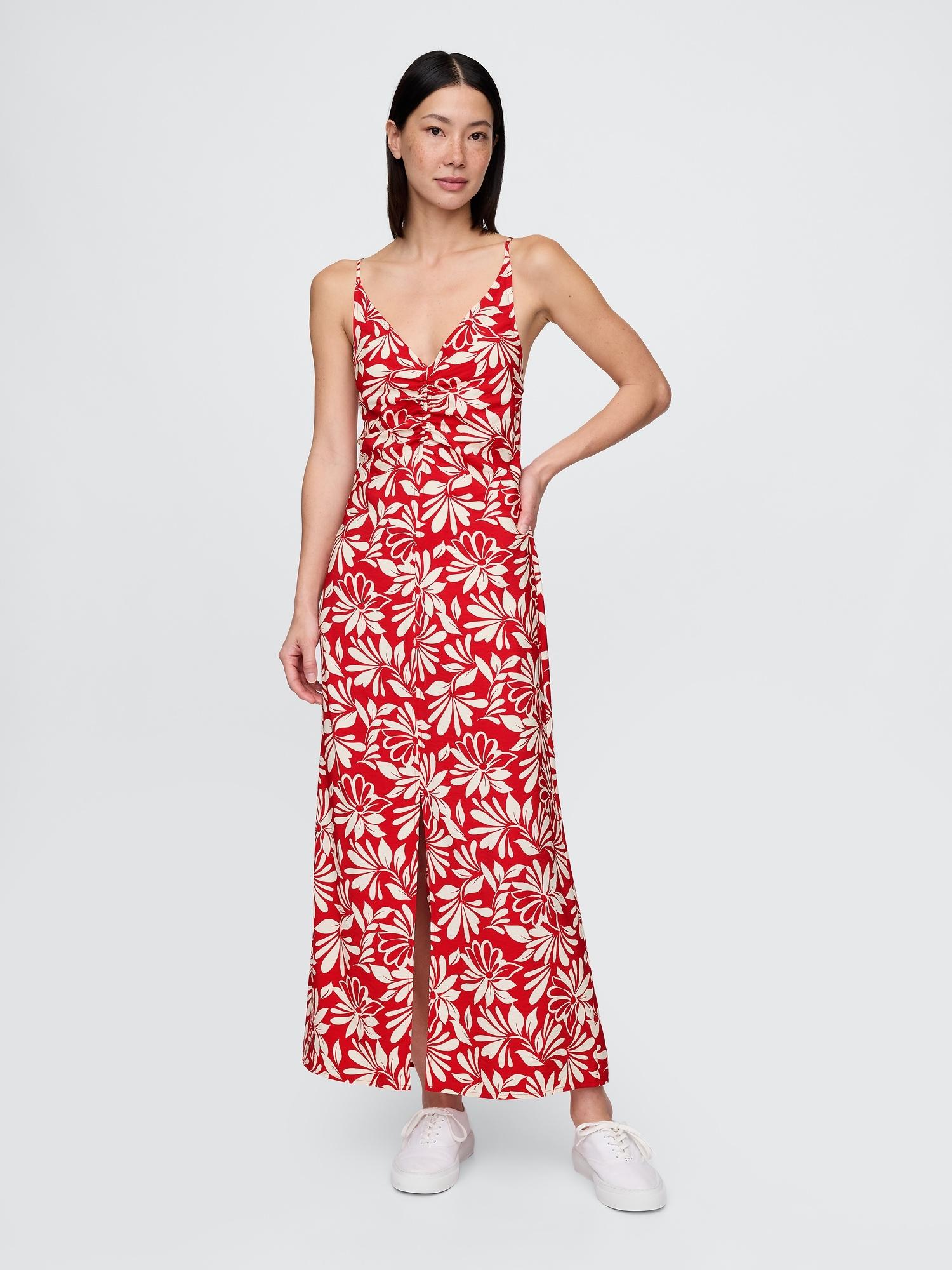 tie-back maxi slip dress