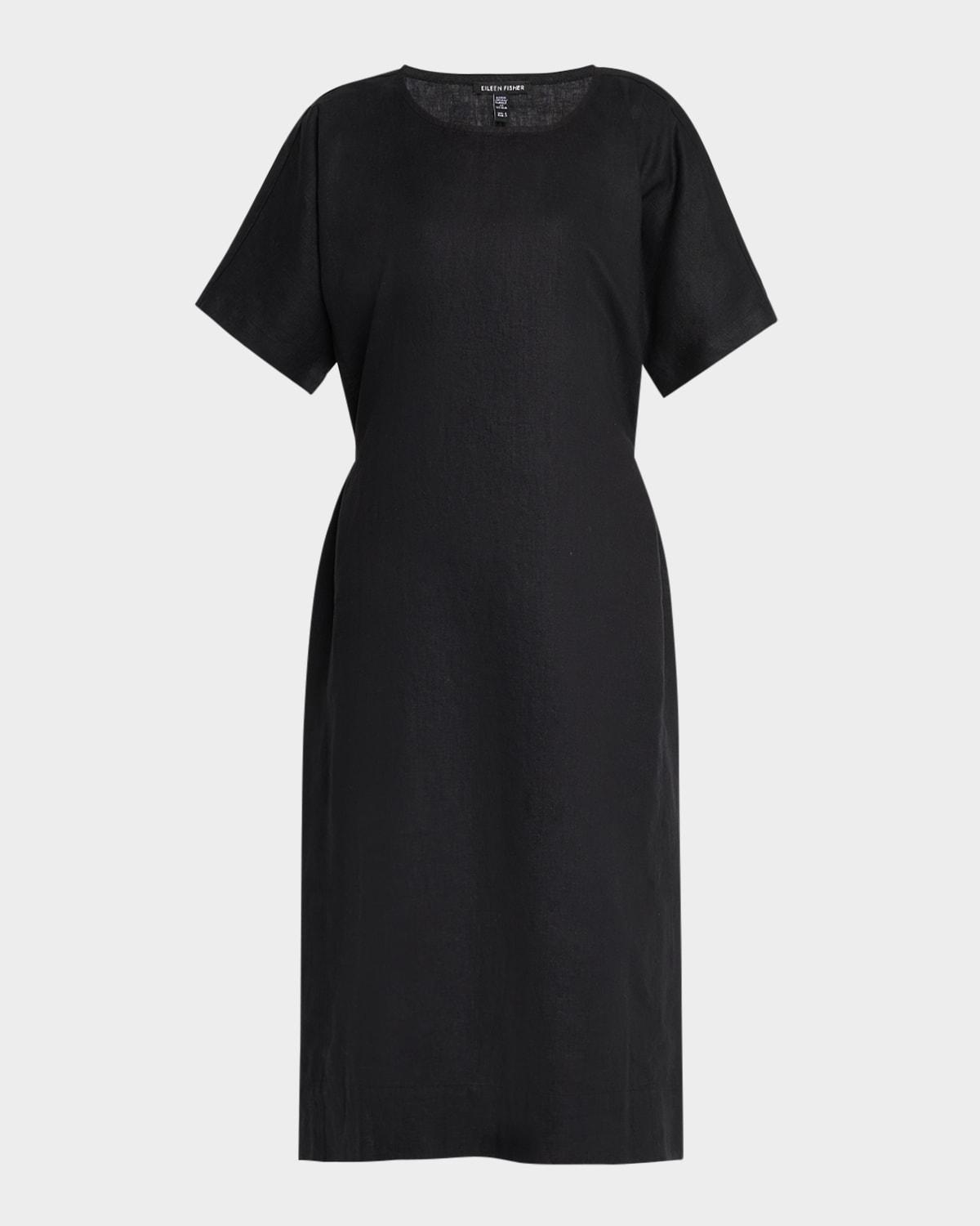 tie-back organic linen midi dress