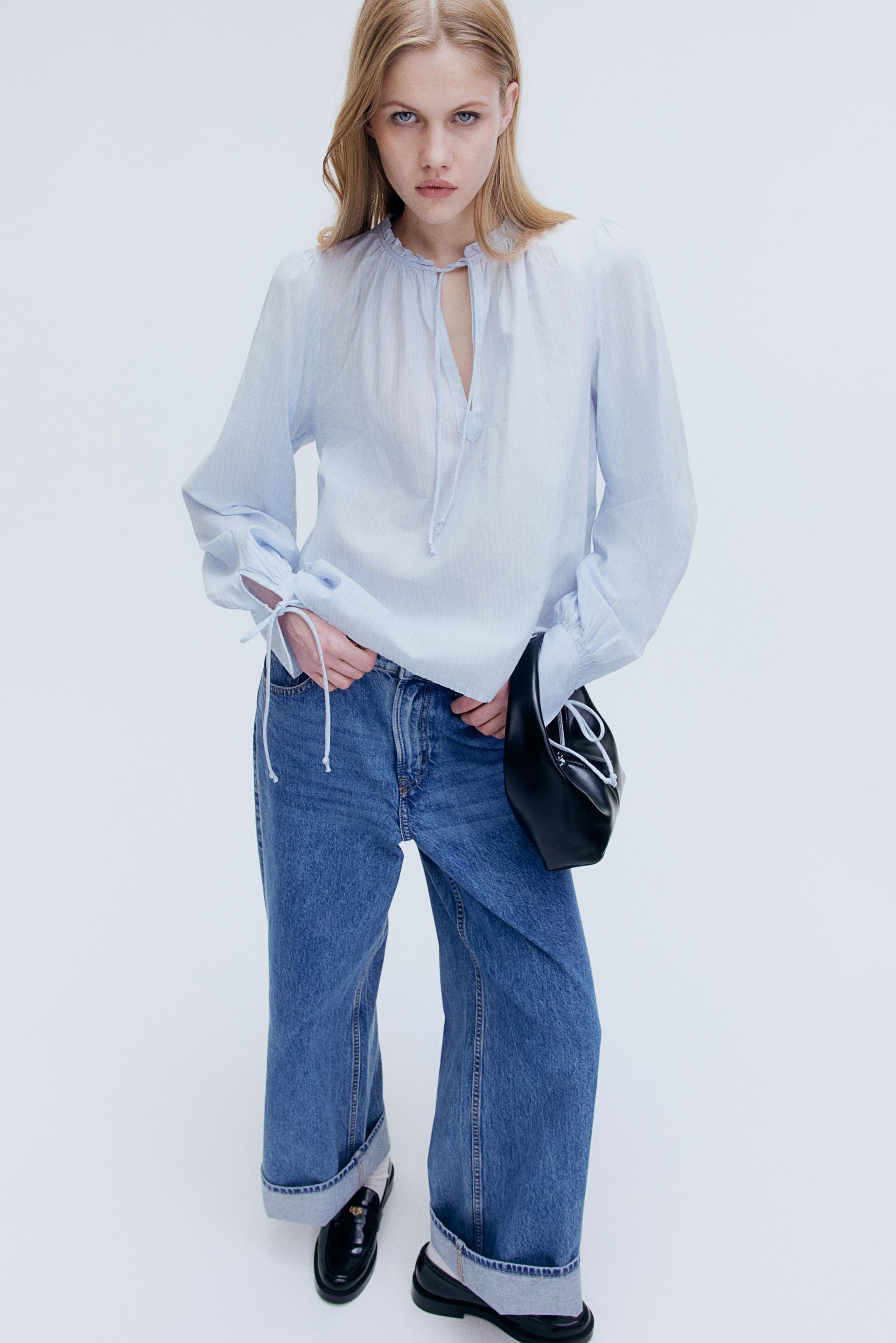 tie-detail cotton blouse
