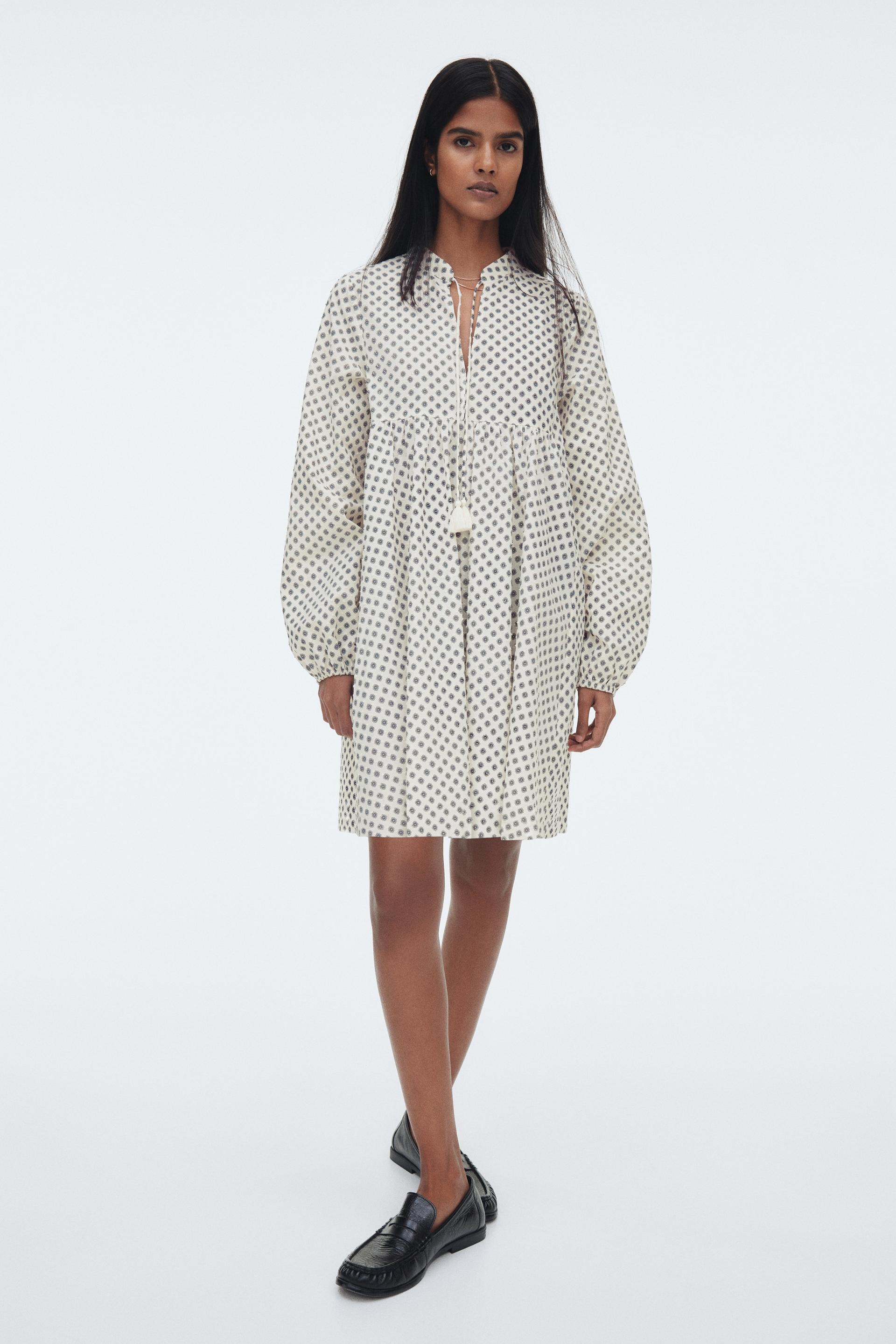 tie-detail cotton dress