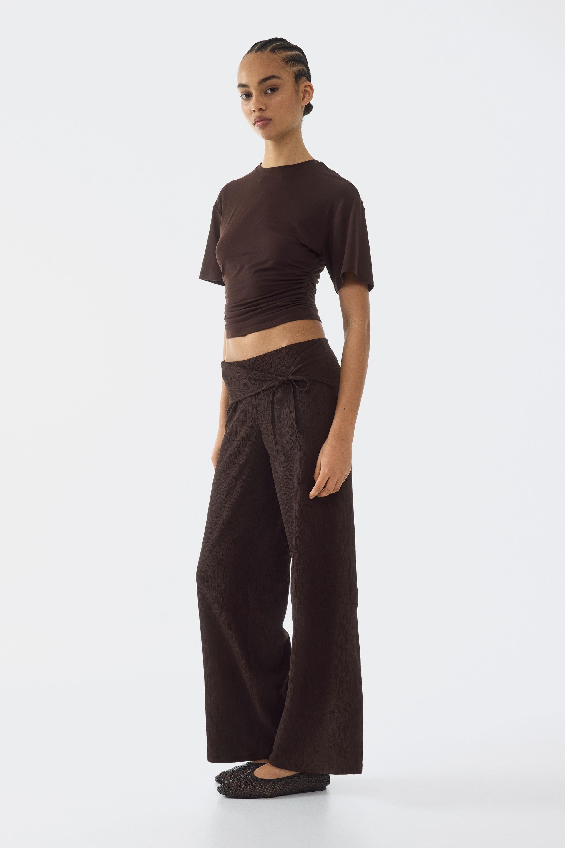 tie-detail jersey pants