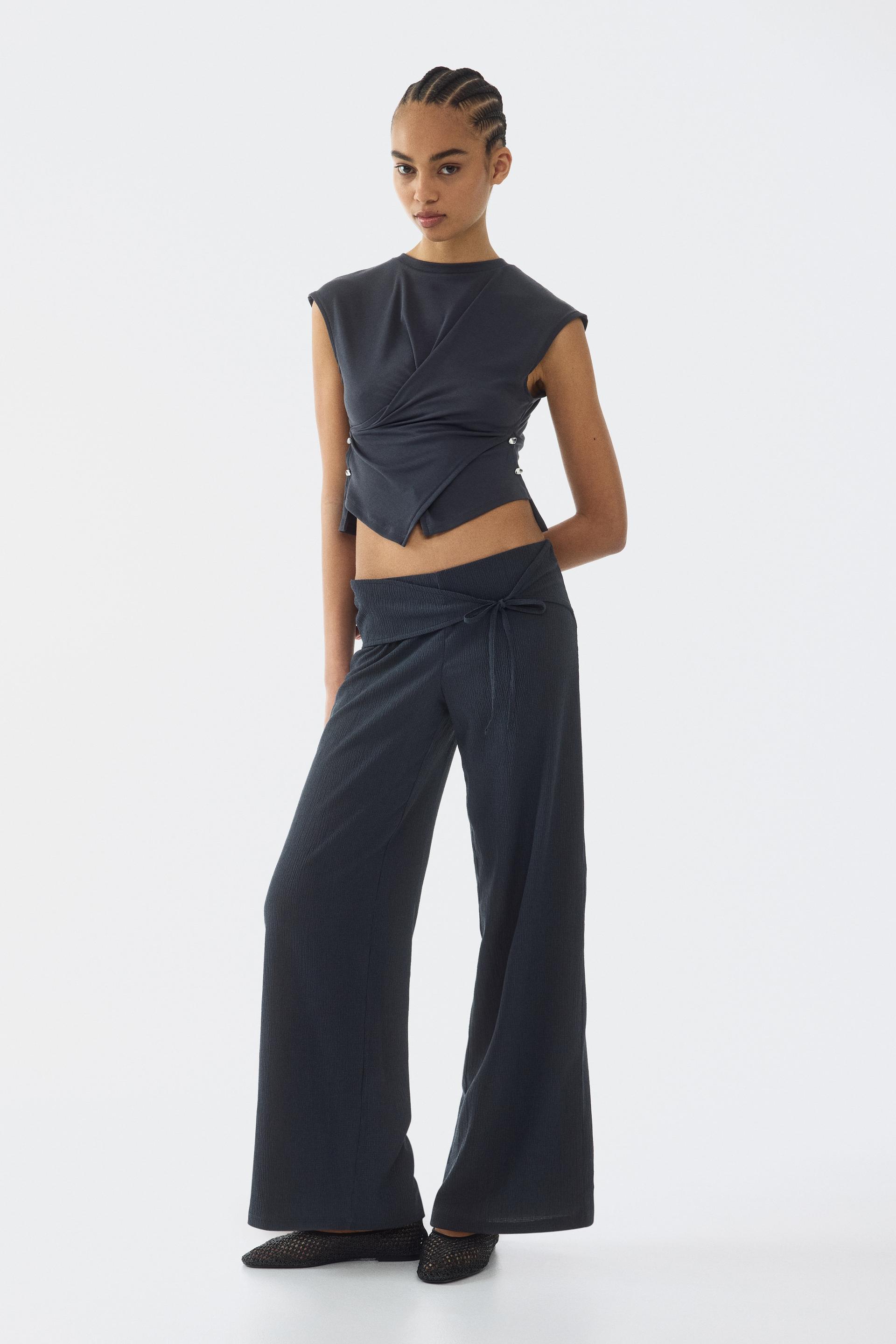tie-detail jersey pants