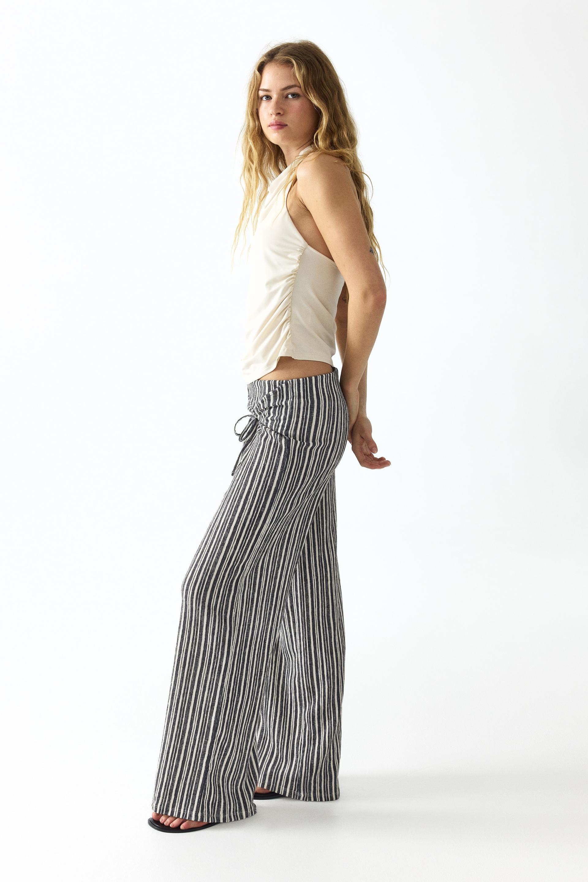 tie-detail jersey pants