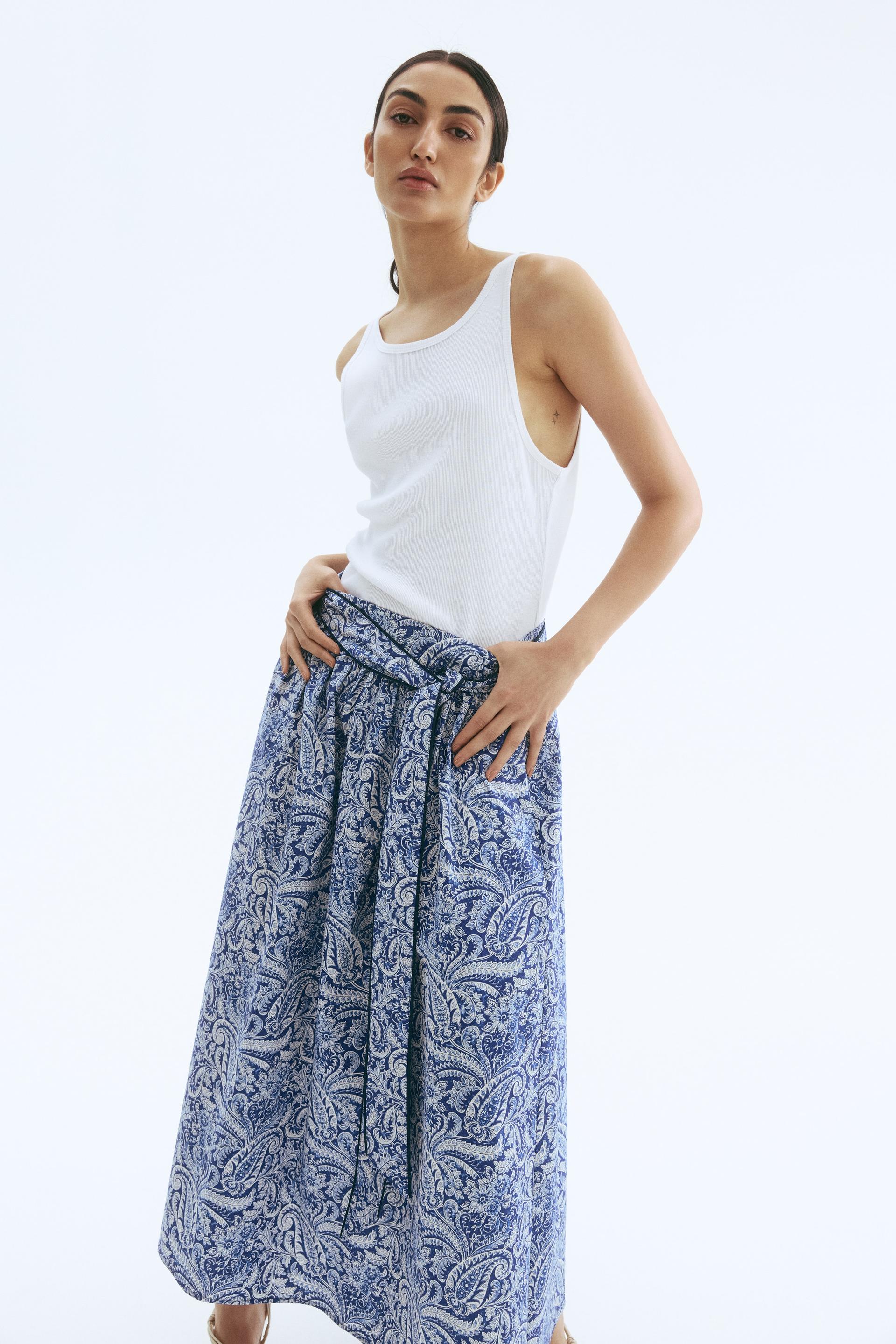 tie-detail poplin skirt