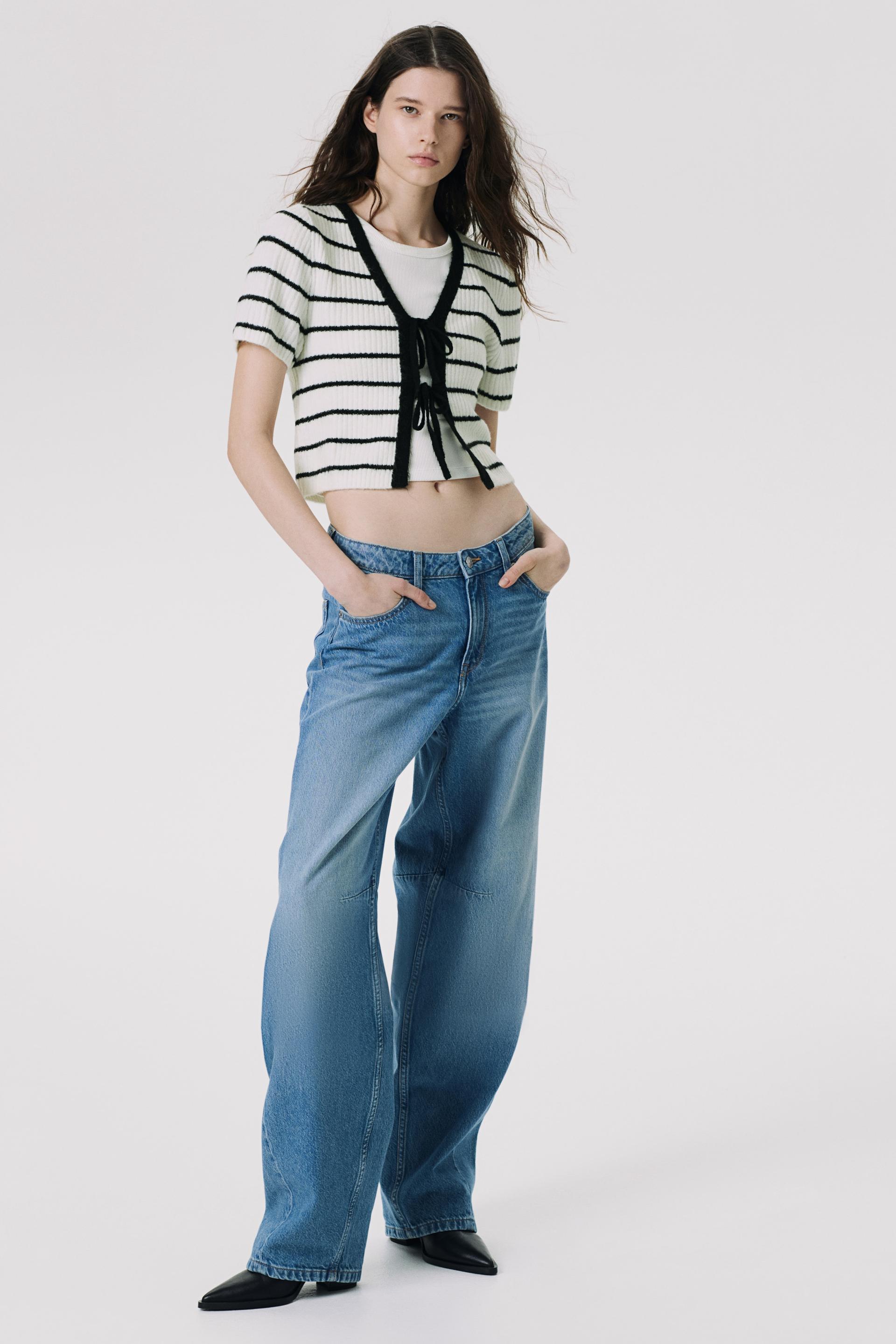 tie-detail rib-knit top