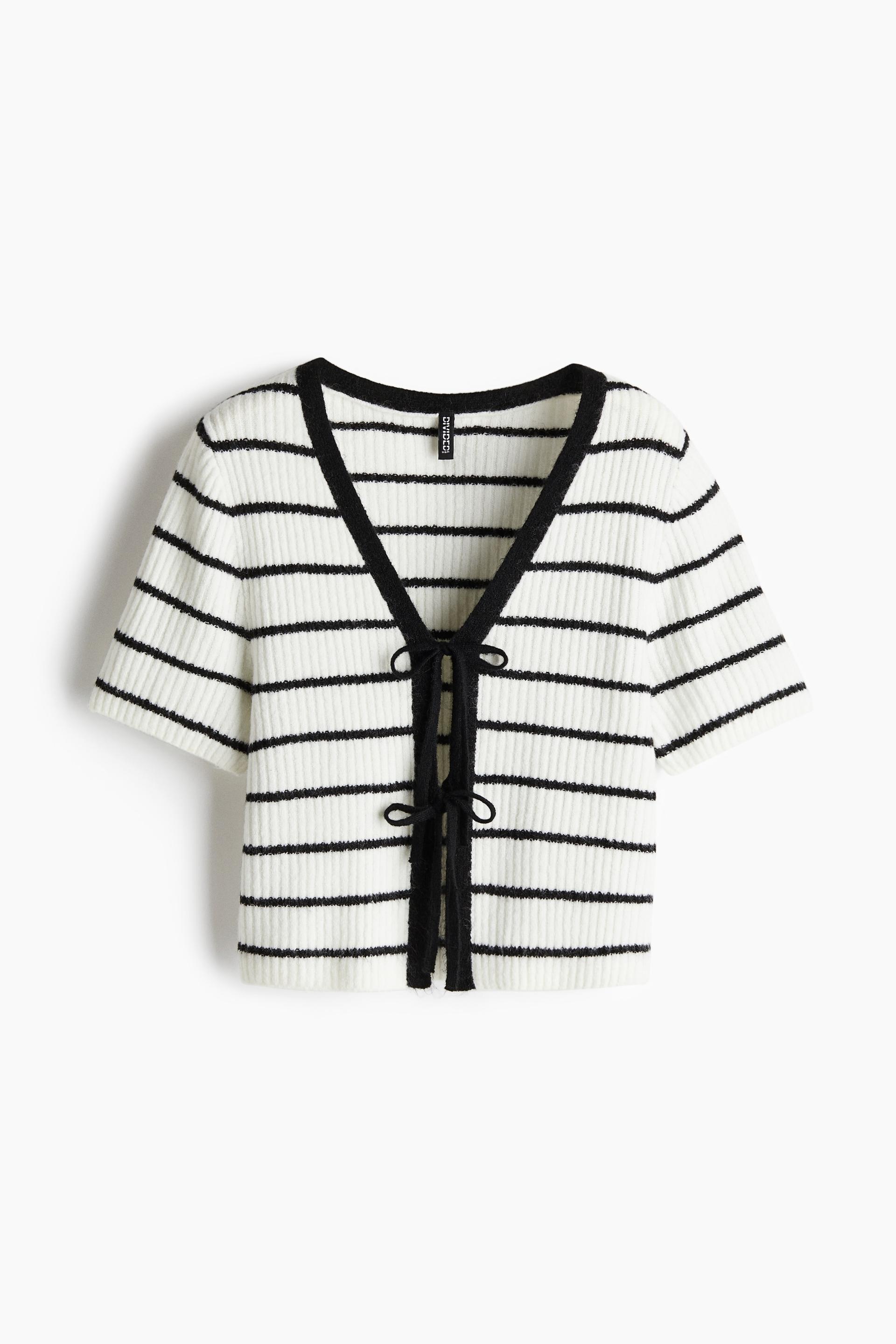 tie-detail rib-knit top