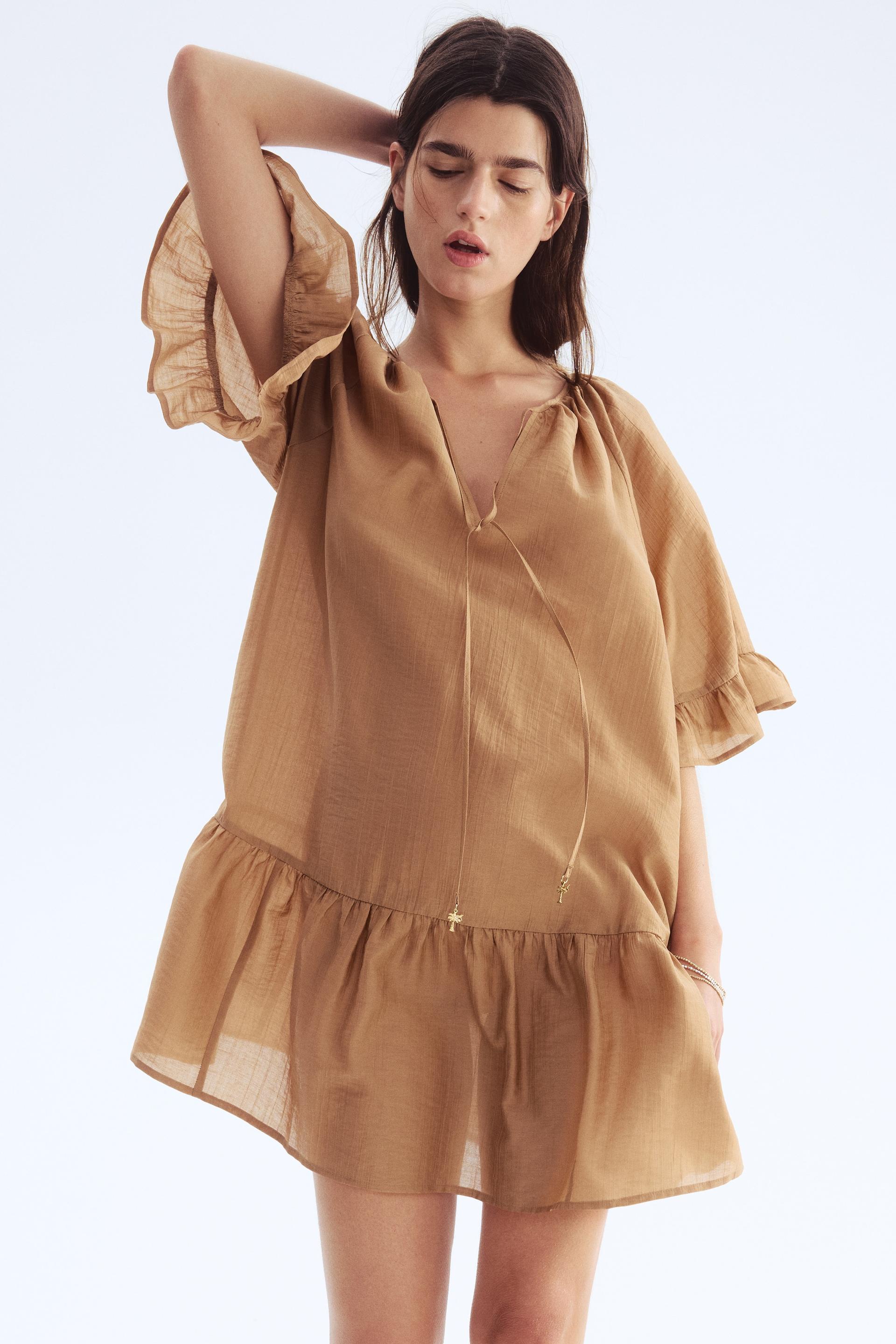 tie-detail tunic dress