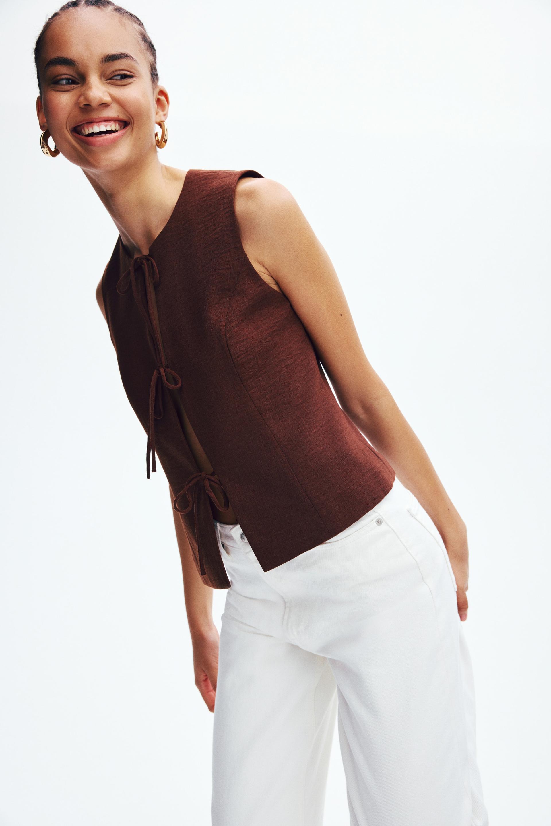 tie-detail vest