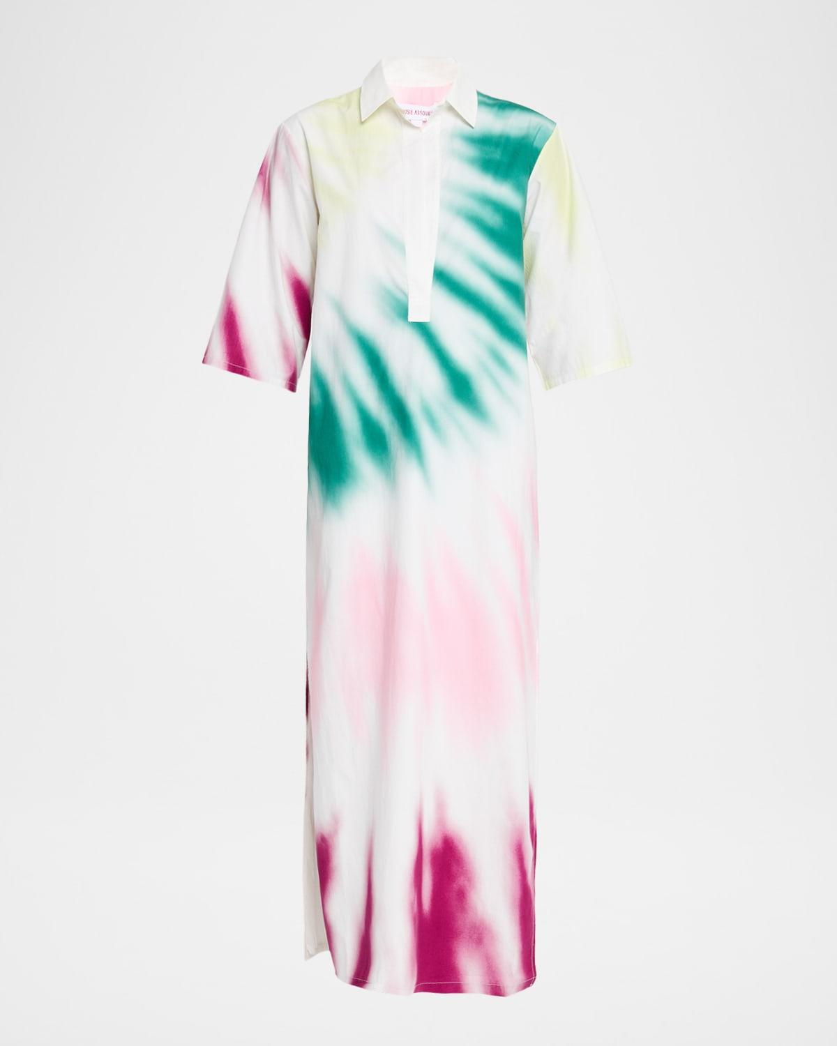 tie-dye caftan shirtdress