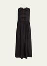 tie-front cotton poplin midi dress