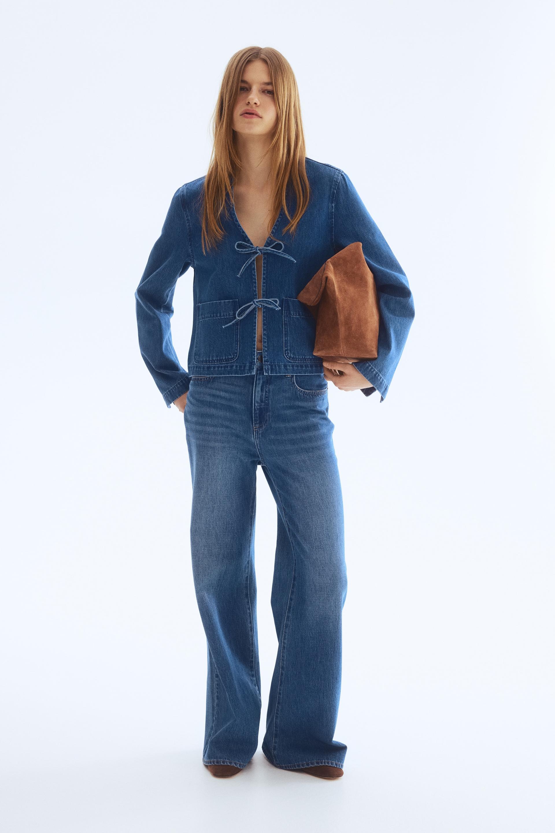 tie-front denim jacket