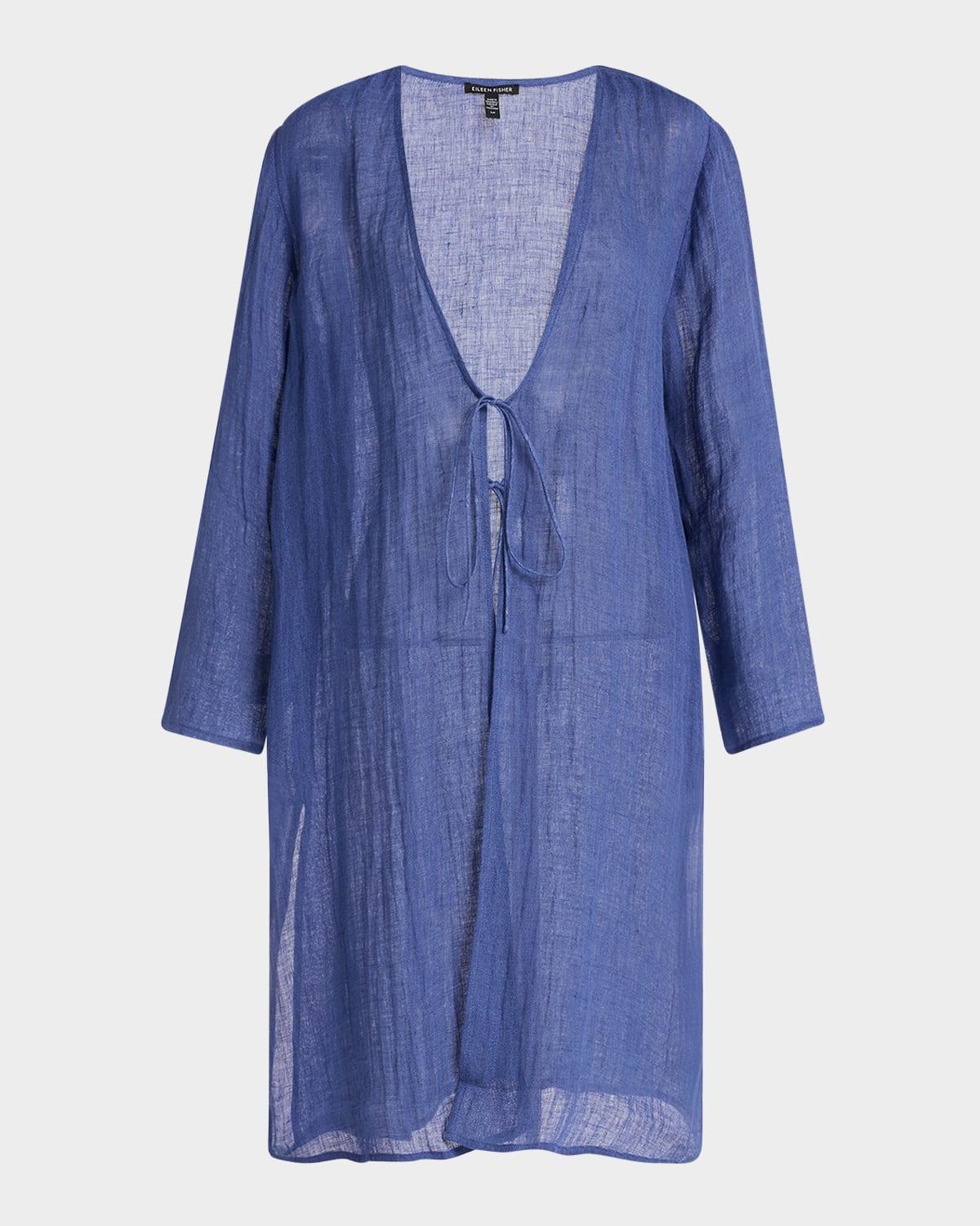 tie-front gauzy organic linen jacket