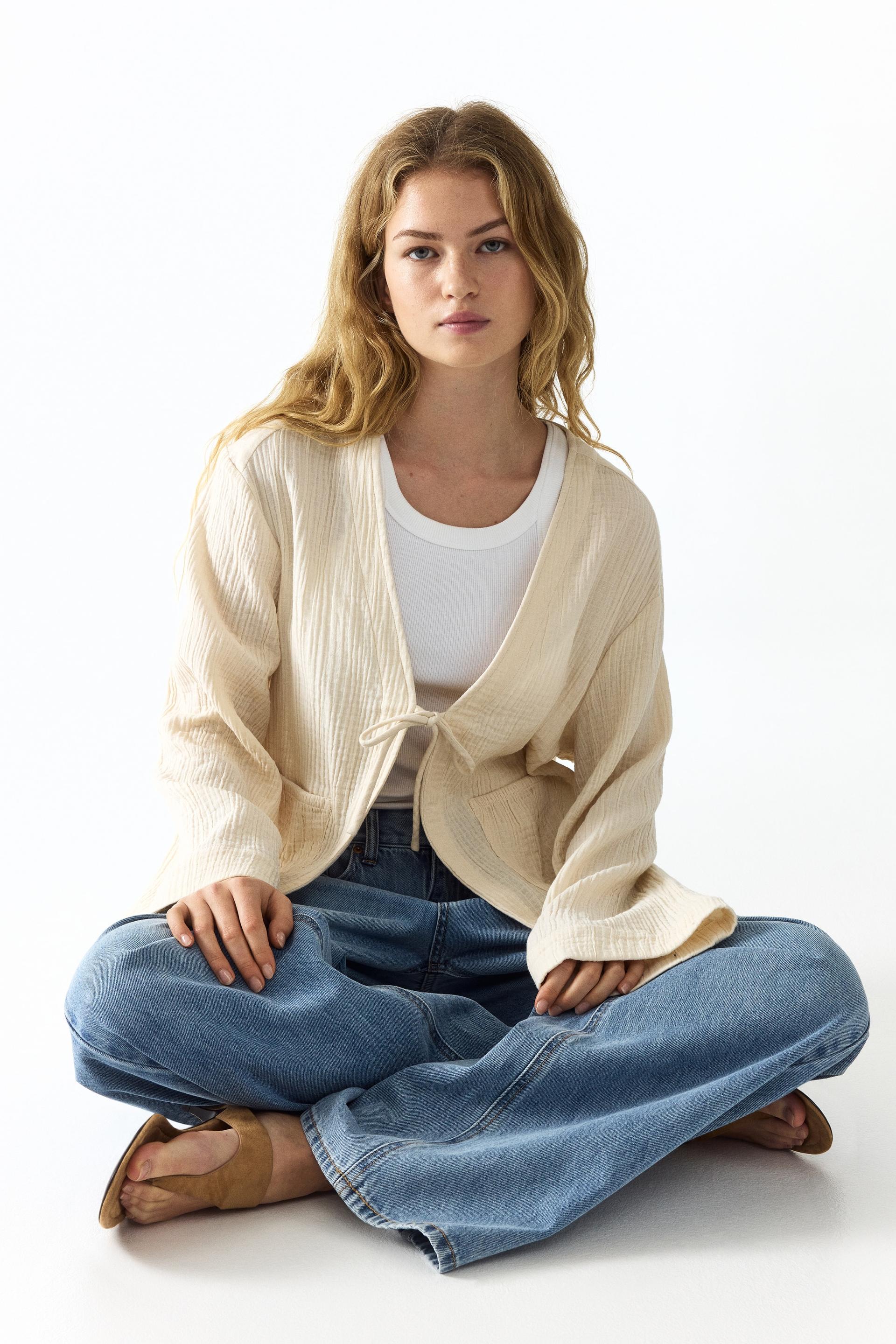 tie-front muslin jacket