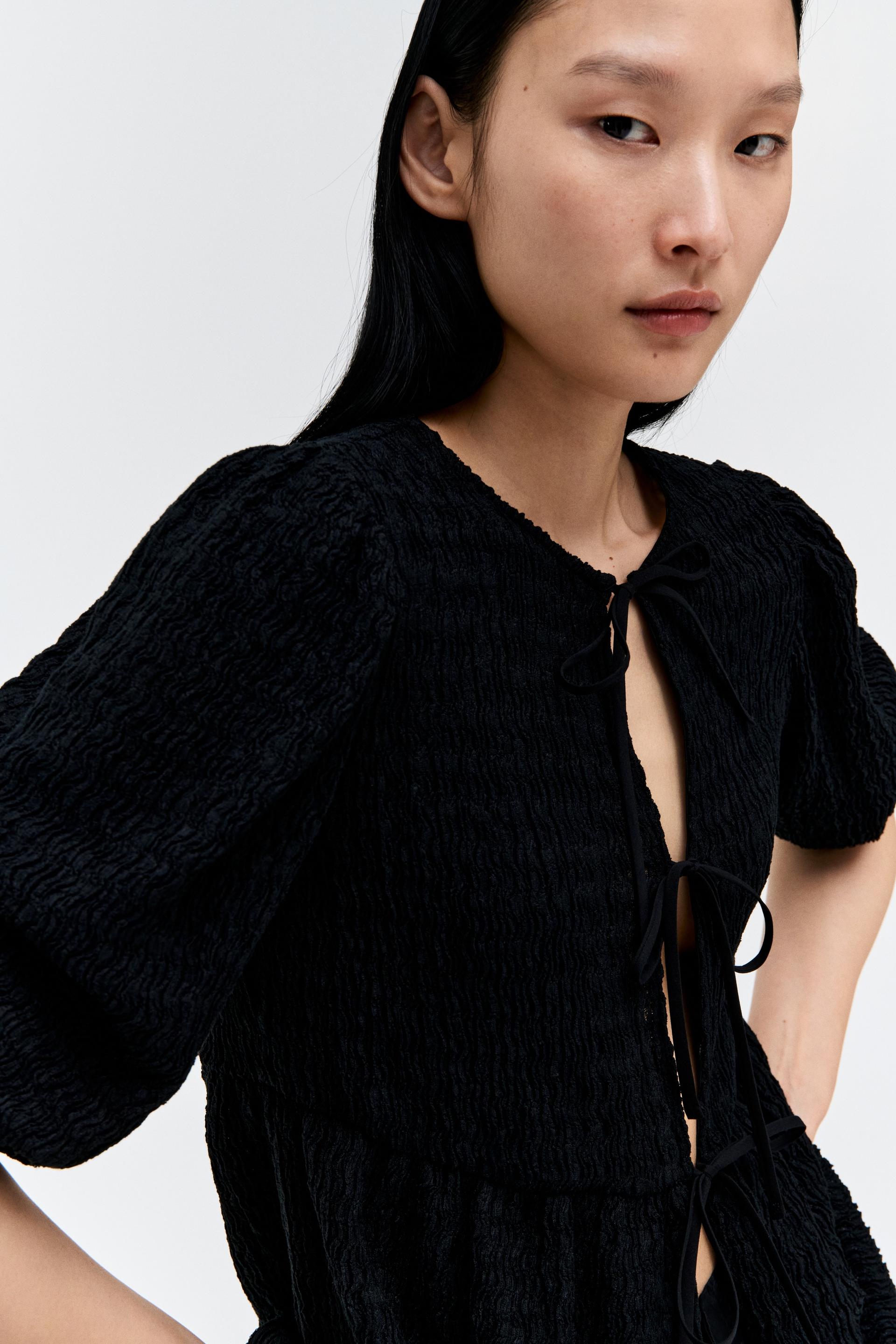 tie-front peplum top