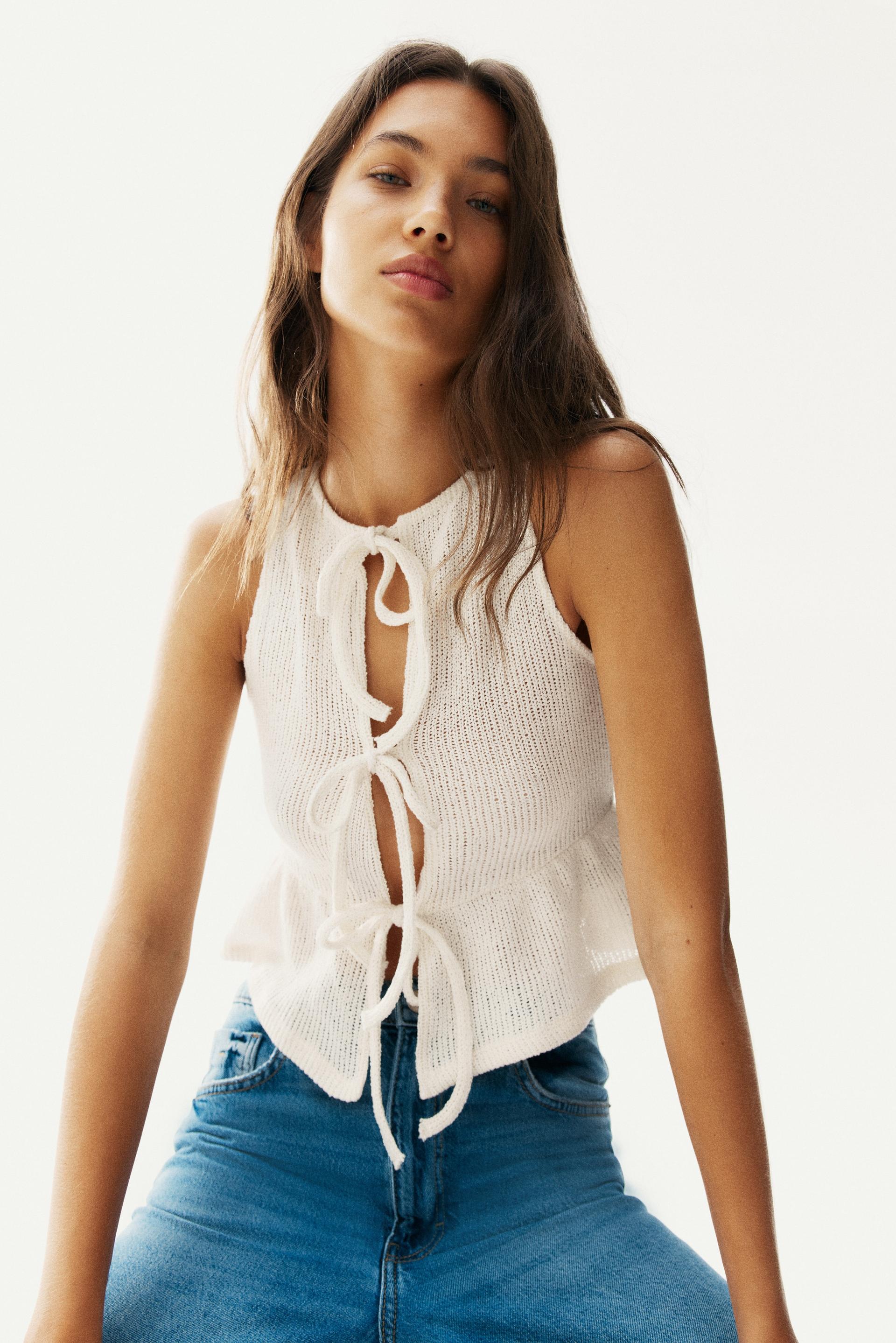 tie-front peplum top