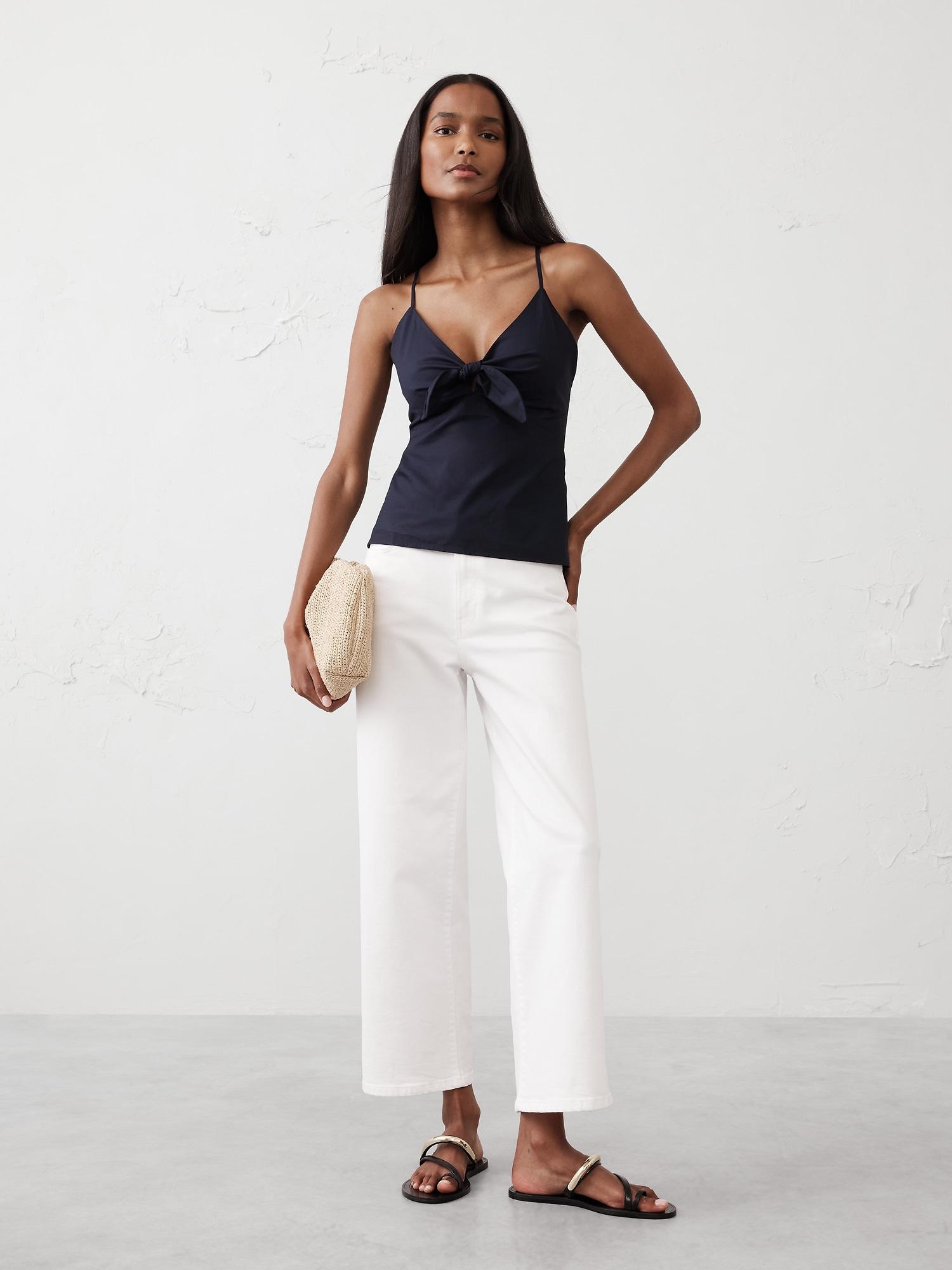 tie-front poplin top