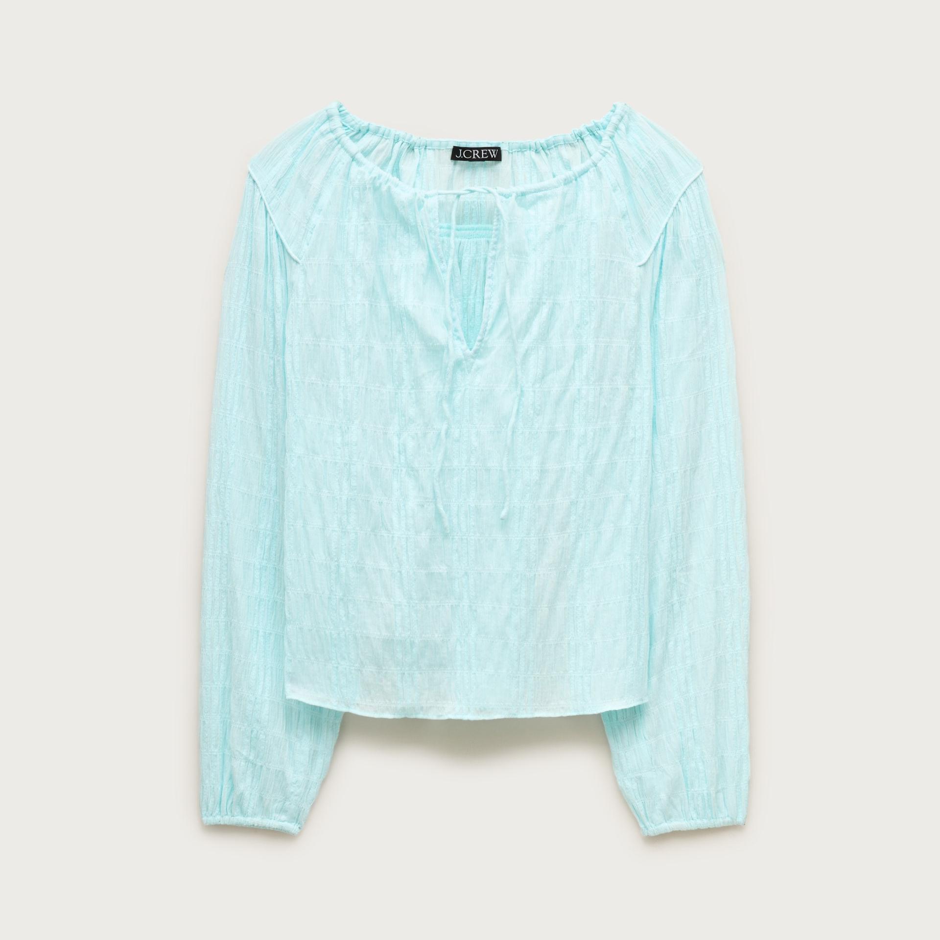 tie-front popover top in seersucker