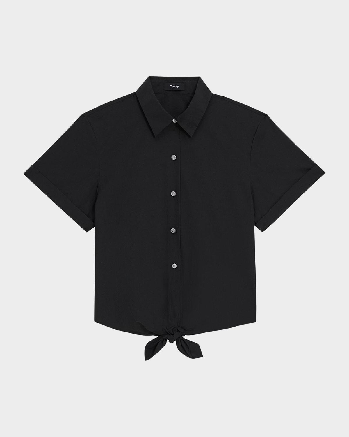 tie-front short-sleeve blouse
