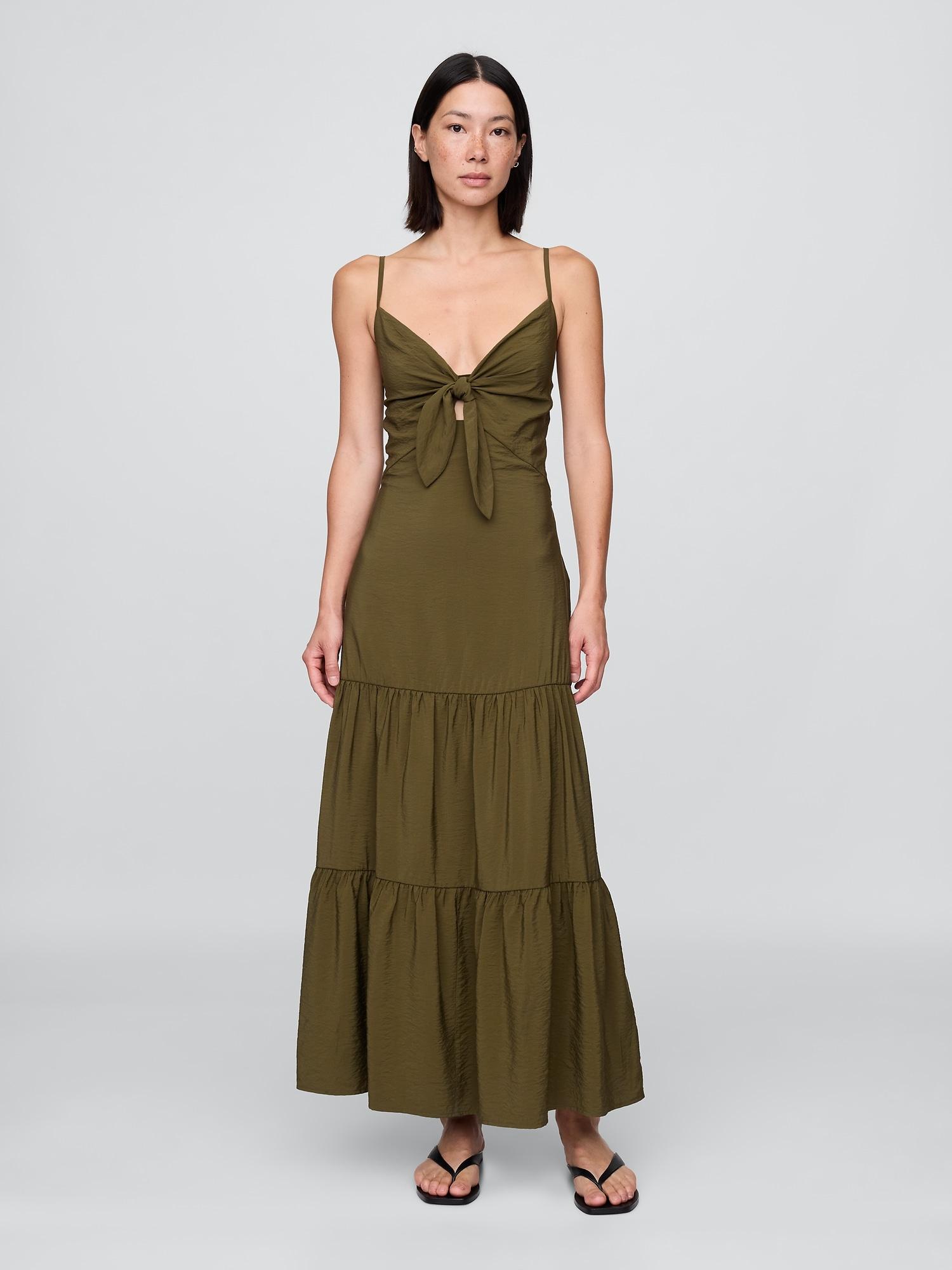tie-front tiered maxi dress