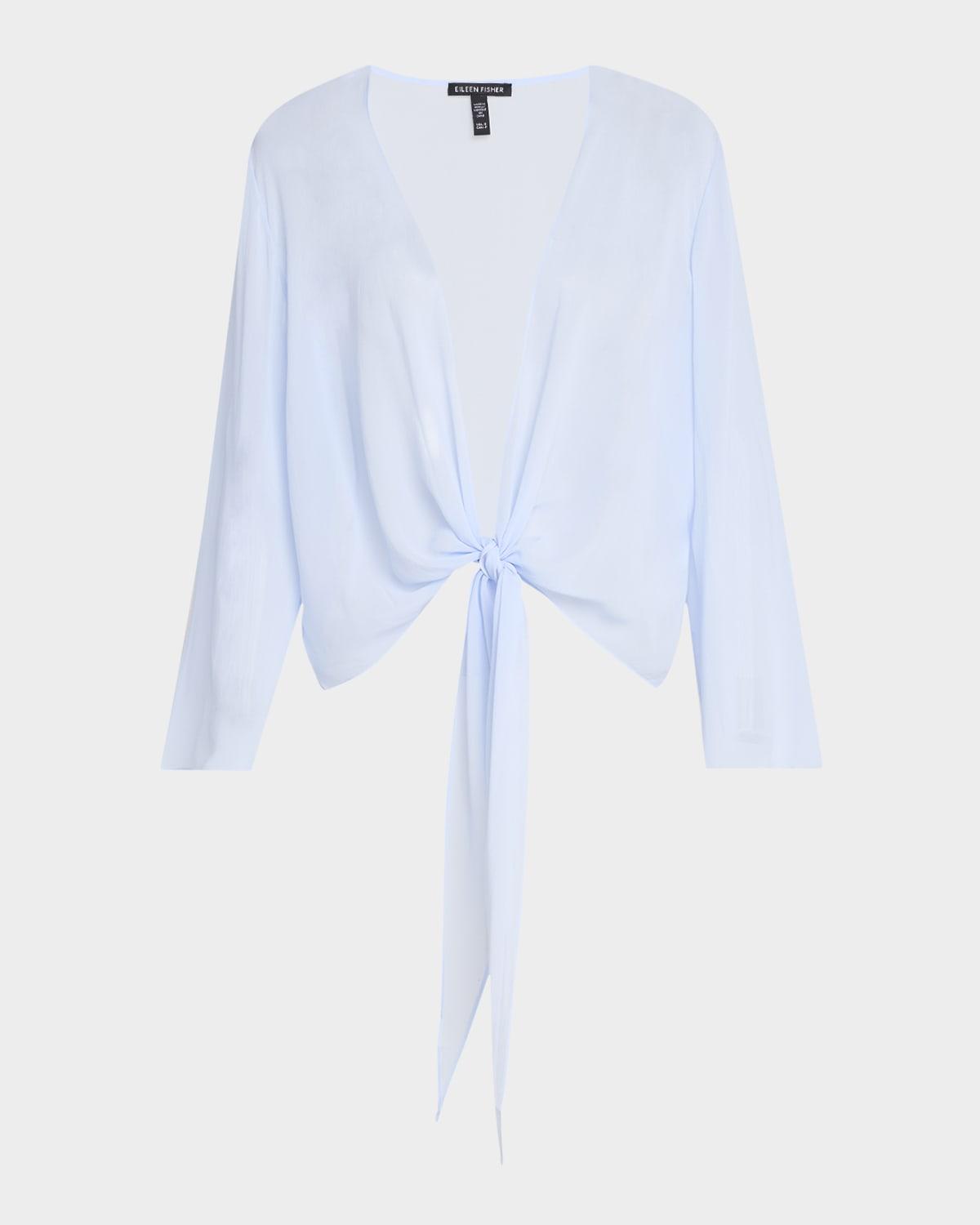 tie-hem sheer silk georgette wrap jacket