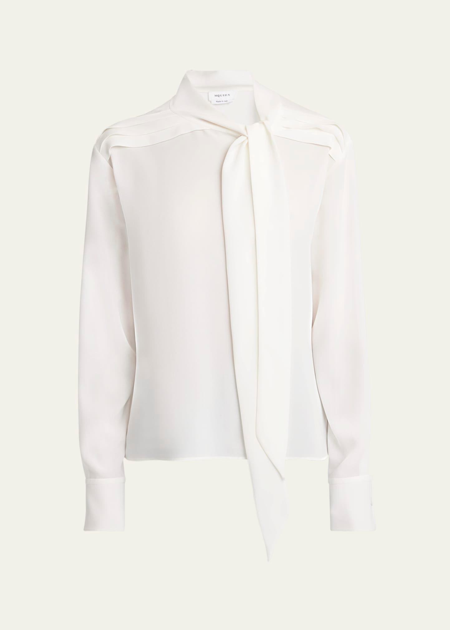 tie-neck georgette blouse