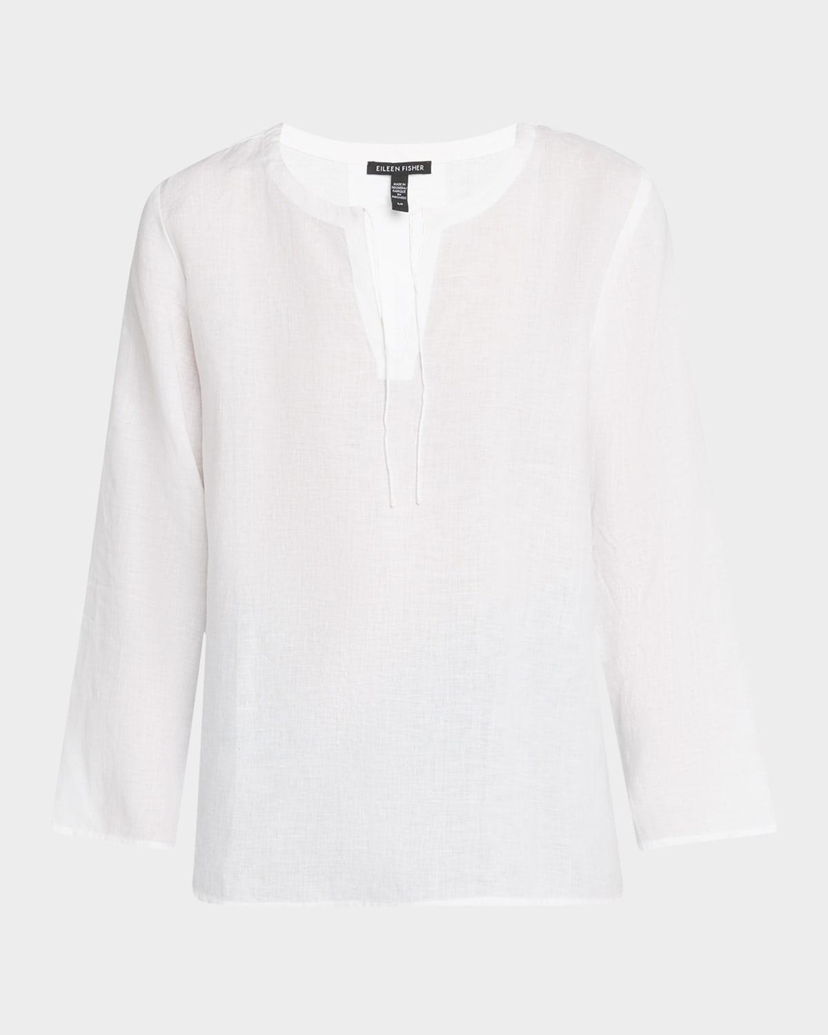 tie-neck organic linen top