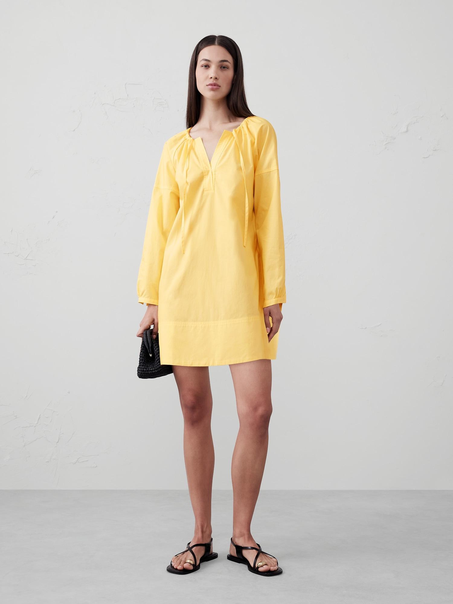tie-neck poplin mini dress
