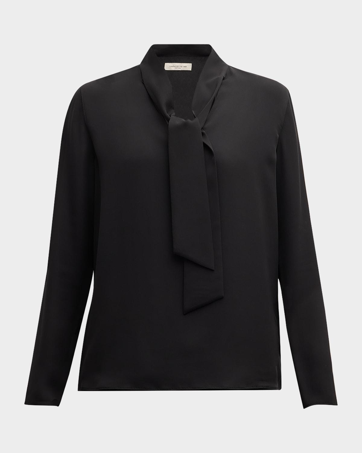 tie-neck silk blouse