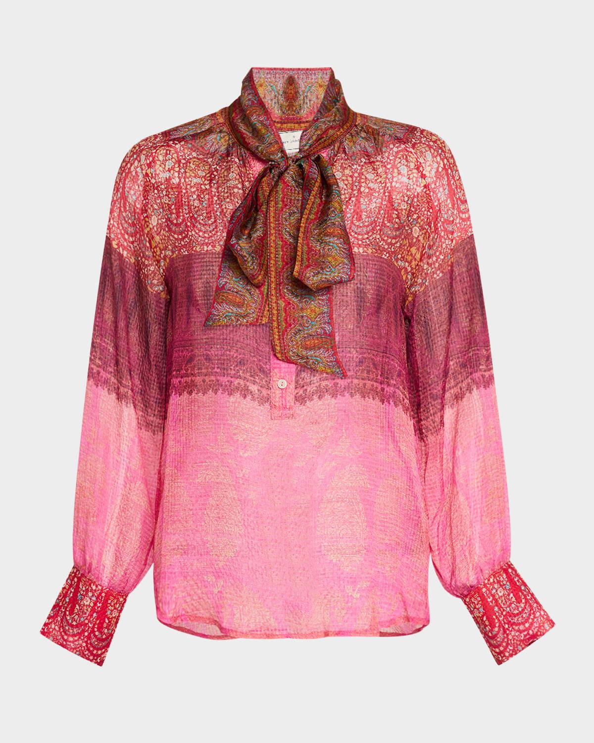 tie-neck silk blouse