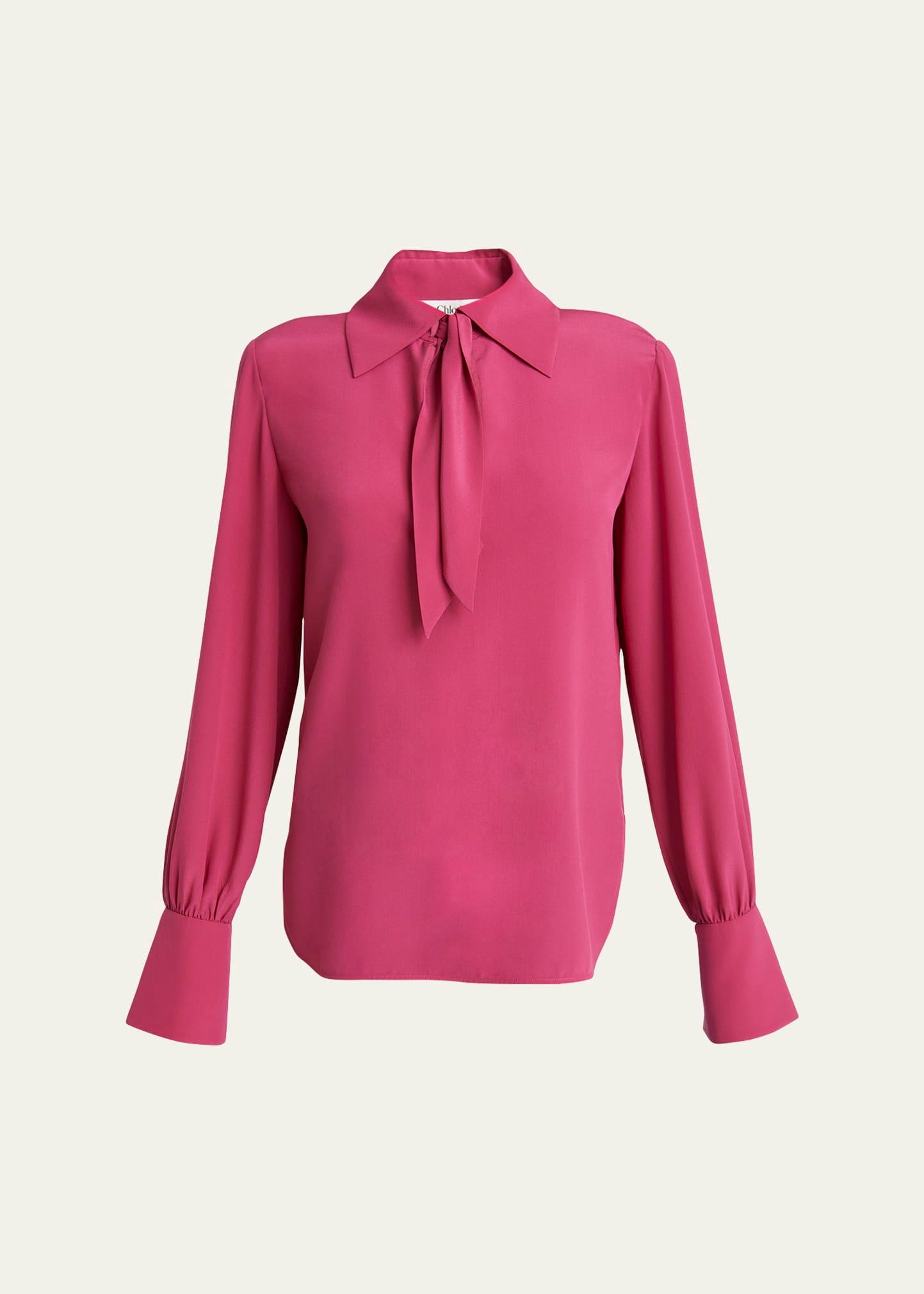 tie-neck silk top