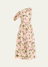 tie off-the-shoulder english roses poplin midi dress