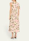 tie off-the-shoulder english roses poplin midi dress