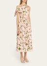 tie off-the-shoulder english roses poplin midi dress