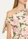 tie off-the-shoulder english roses poplin midi dress