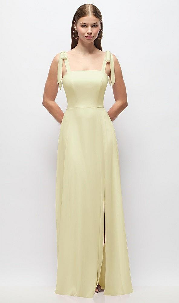 tie-shoulder chiffon maxi dress with front slit