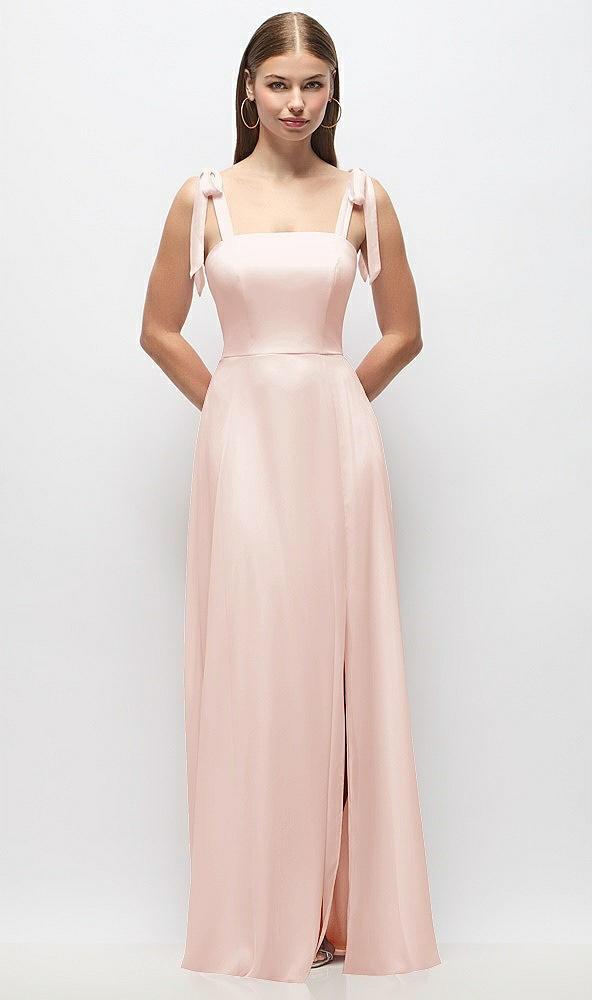 tie-shoulder chiffon maxi dress with front slit