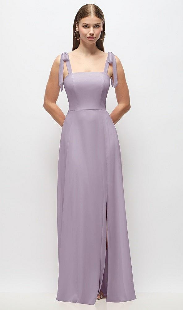 tie-shoulder chiffon maxi dress with front slit