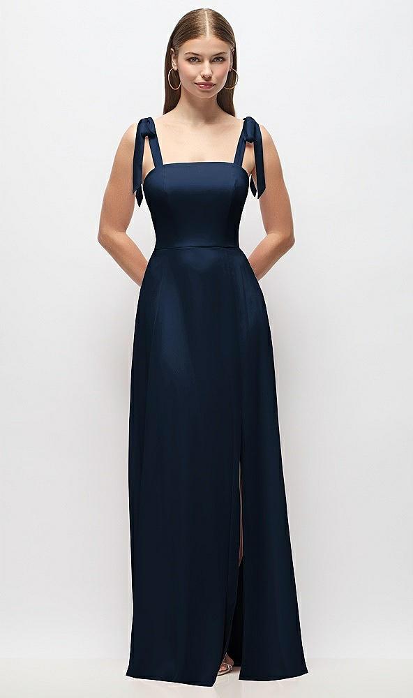 tie-shoulder chiffon maxi dress with front slit
