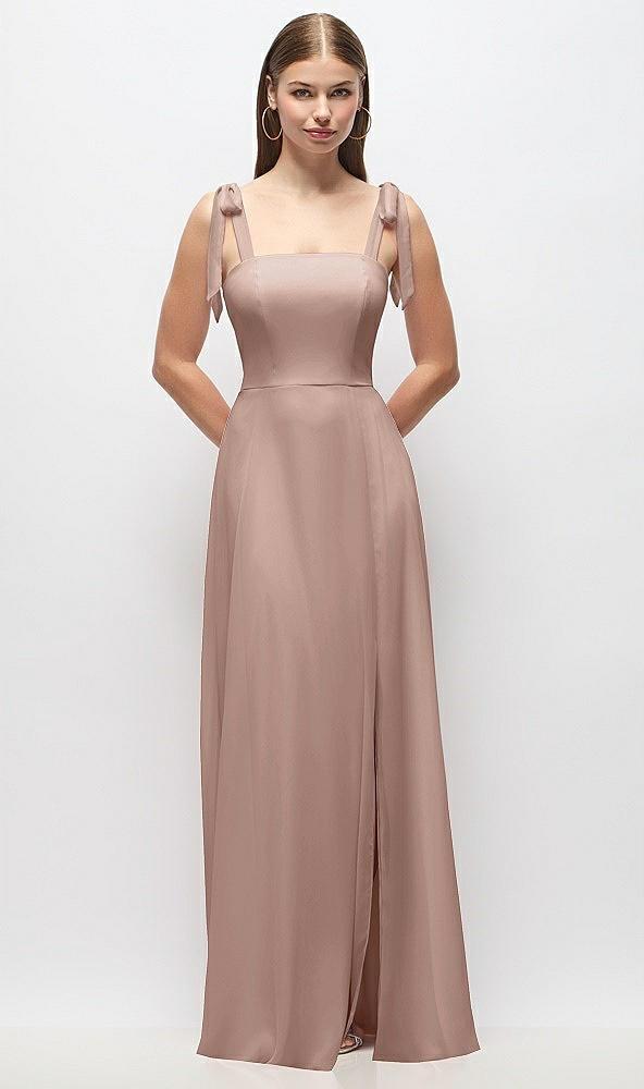 tie-shoulder chiffon maxi dress with front slit